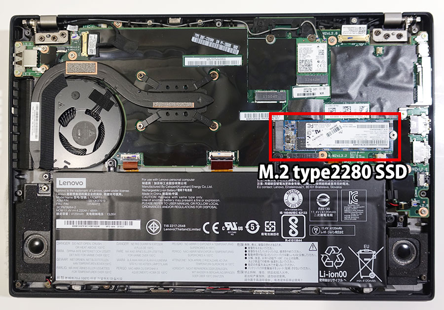 X280 M.2 2280 SSD の位置